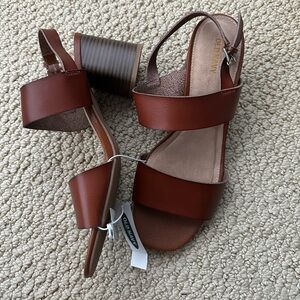Brown Faux Leather Block Heel